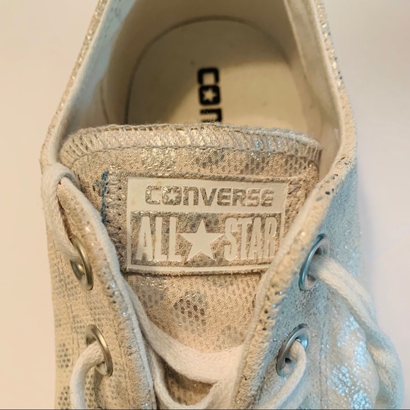 Converse Silver Metallic Leopard Print Tennis Shoe - Picture 6 of 15
